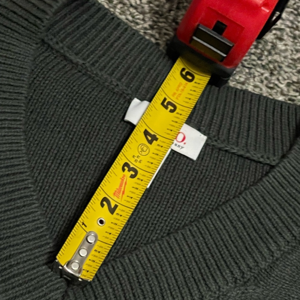 New Denim & Co Green Cable Knit Long Sleeve V neck Sweater MP - Picture 12 of 13